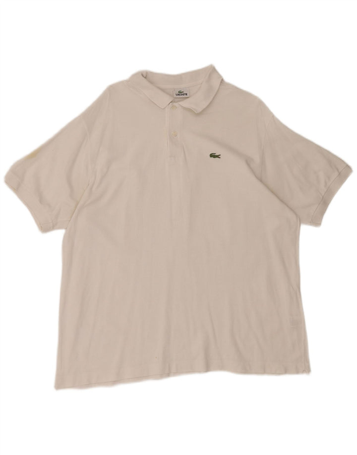 Męska koszulka polo Lacoste, rozmiar 7, 2XL, biała, bawełniana