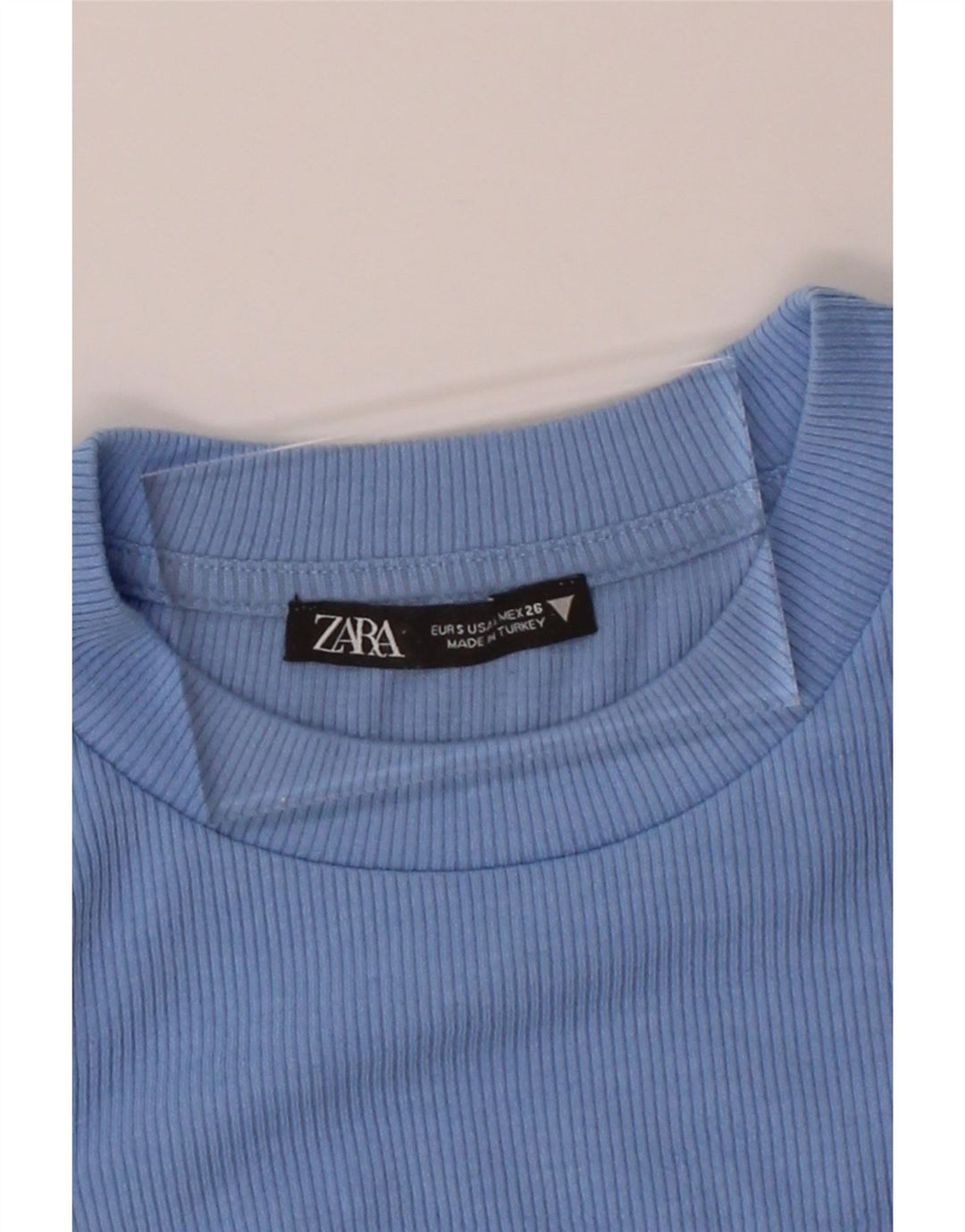 ZARA Womens Crop Top Long Sleeve UK 8 Small Blue Vintage Zara and Second-Hand Zara from Messina Hembry 