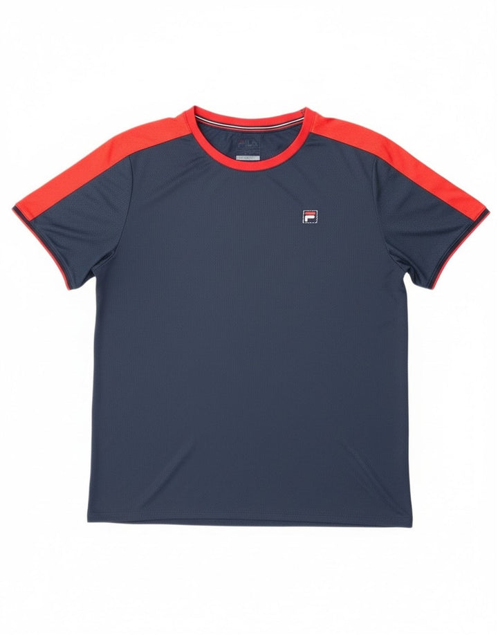 T-shirt męski Fila Top 2XL Granatowy poliester z blokami kolorów
