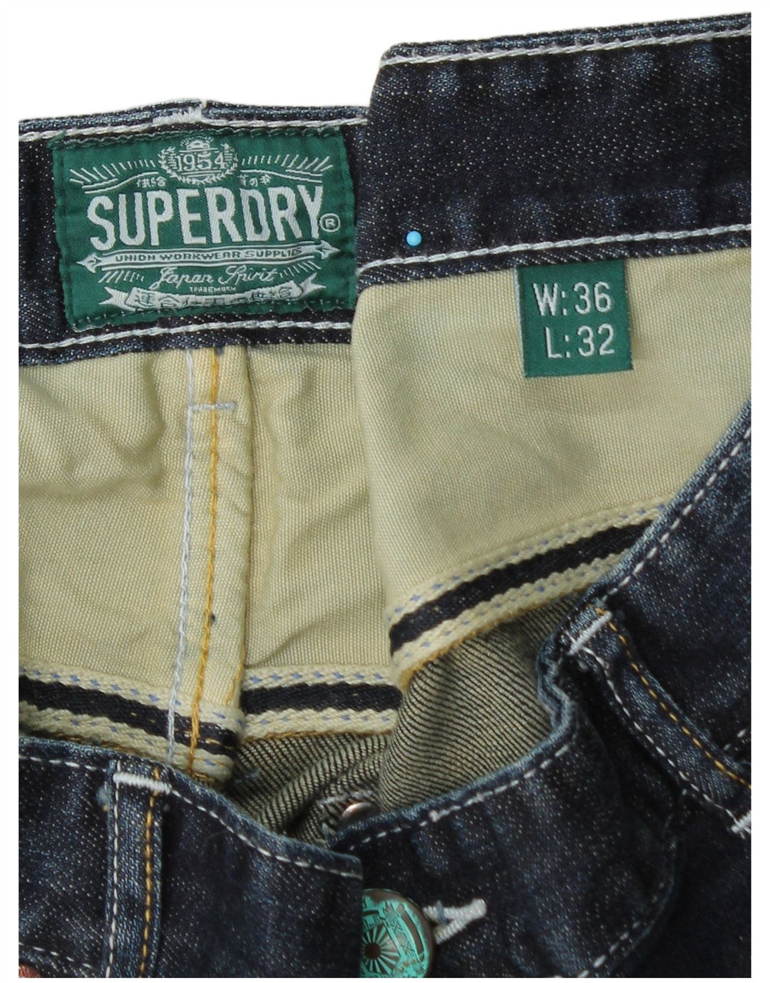 Męskie proste dżinsy Superdry W36 L32 Niebieskie, bawełniane