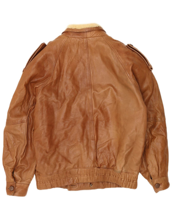 Vintage męska kurtka wojskowa dwurzędowa UK 40 duża beżowa skóra