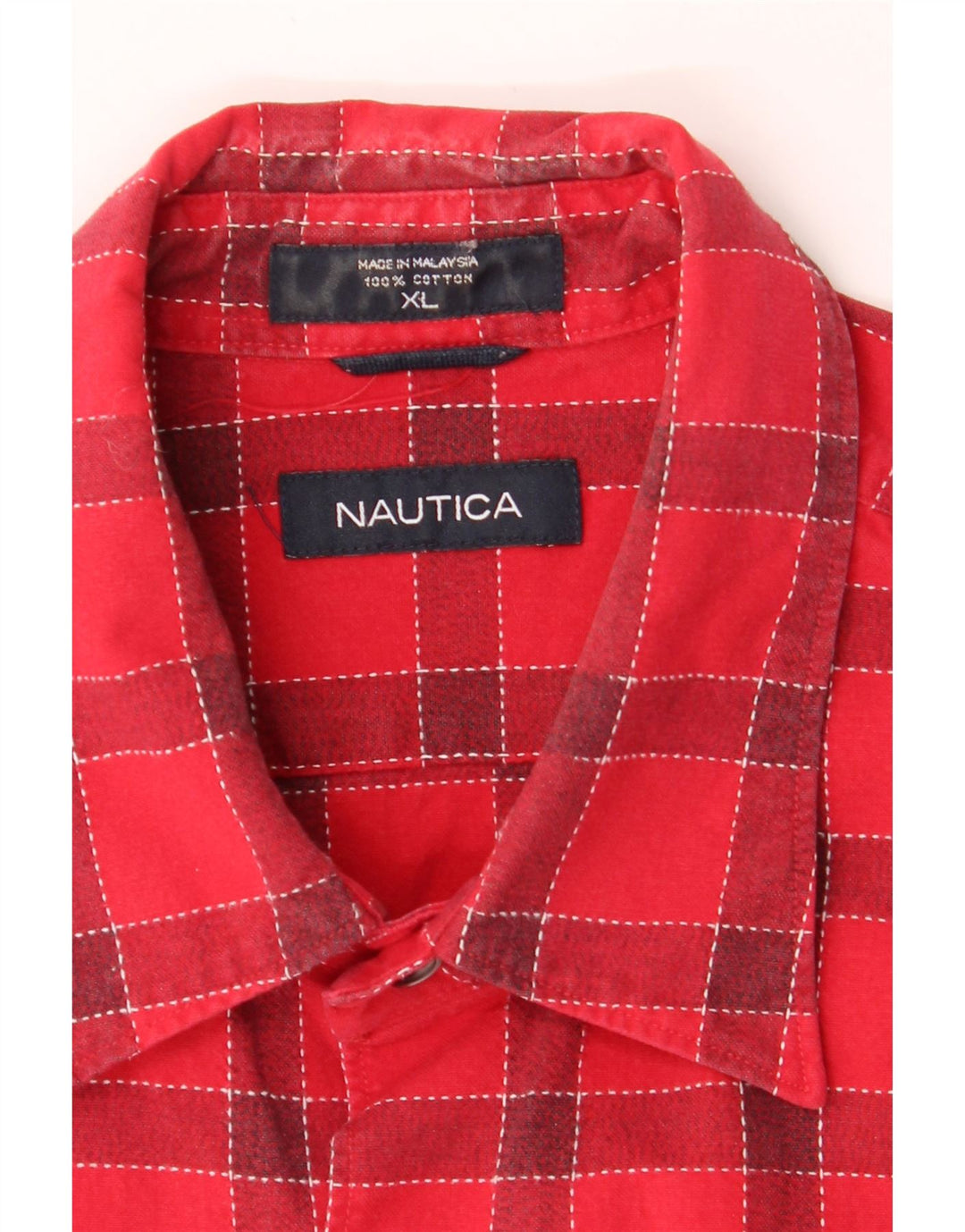 NAUTICA Mens Shirt XL Red Check Cotton Vintage Nautica and Second-Hand Nautica from Messina Hembry 