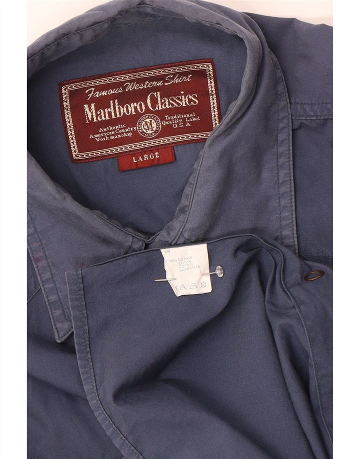 Koszula męska Marlboro Classics, duża, granatowa, bawełniana