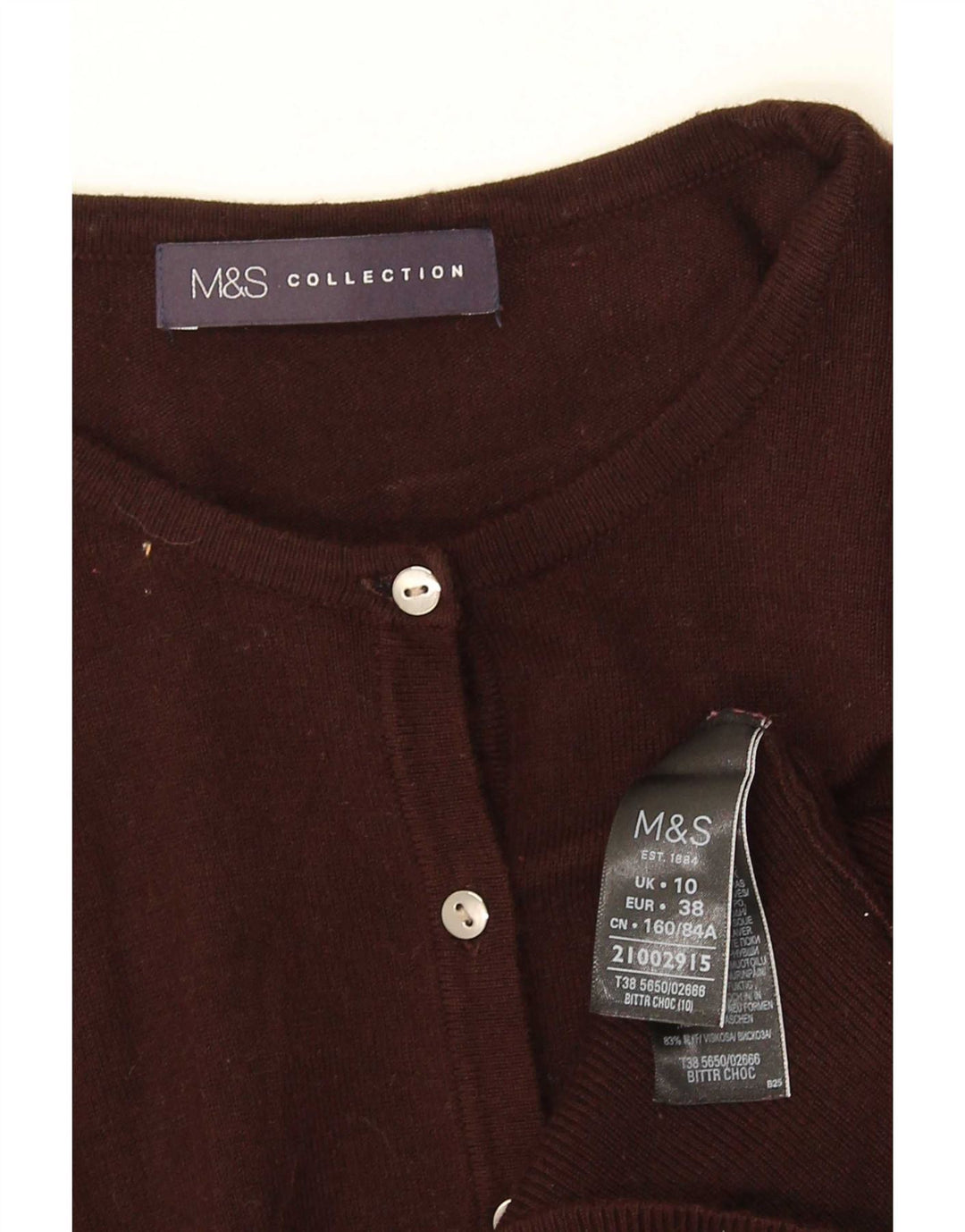 Marks & Spencer Damski sweter kardigan UK 10 Small Brown Wiskoza