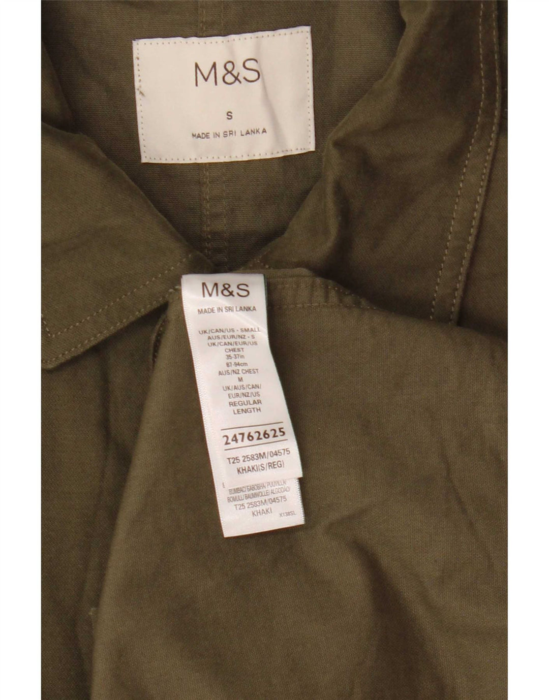 Marks & Spencer Męska koszula wierzchnia, mała, bawełniana khaki