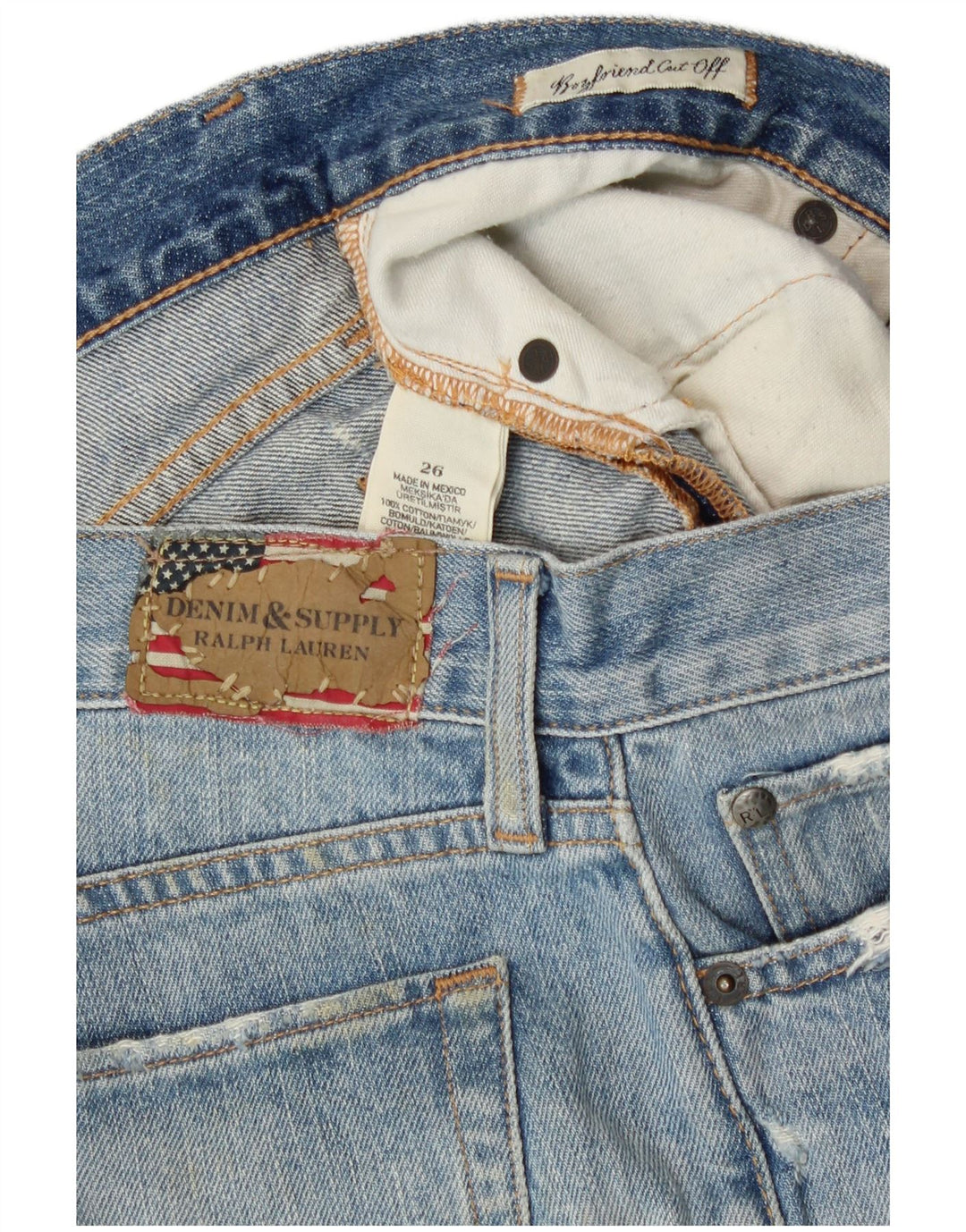 Spodnie damskie Ralph Lauren Boyfriend Distressed Denim W26 Small Blue