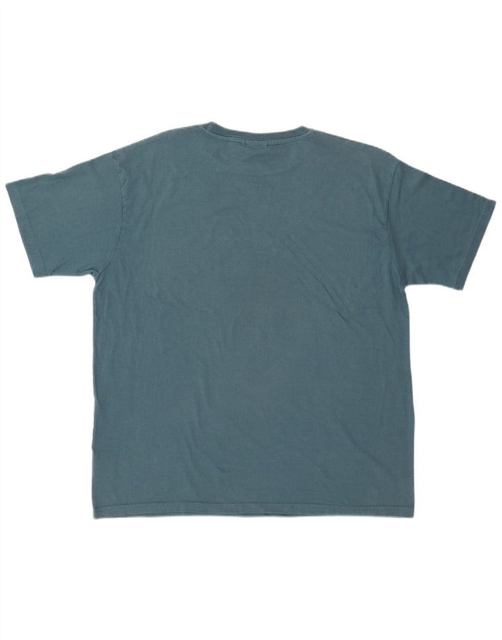 Męska koszulka graficzna WEIRD FISH Top XL, niebieska, bawełniana