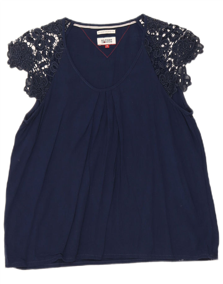 Bluzka damska Tommy Hilfiger Top UK 10 Small Granatowa Wiskoza