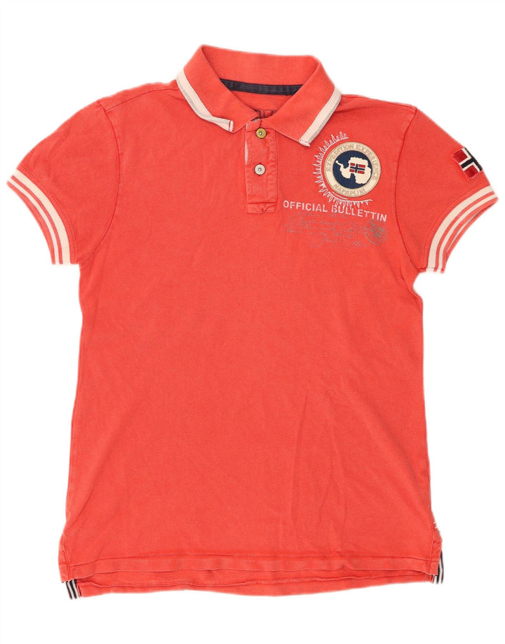 Męska koszulka polo z grafiką geograficzną NAPAPIJRI, mała, czerwona, bawełniana