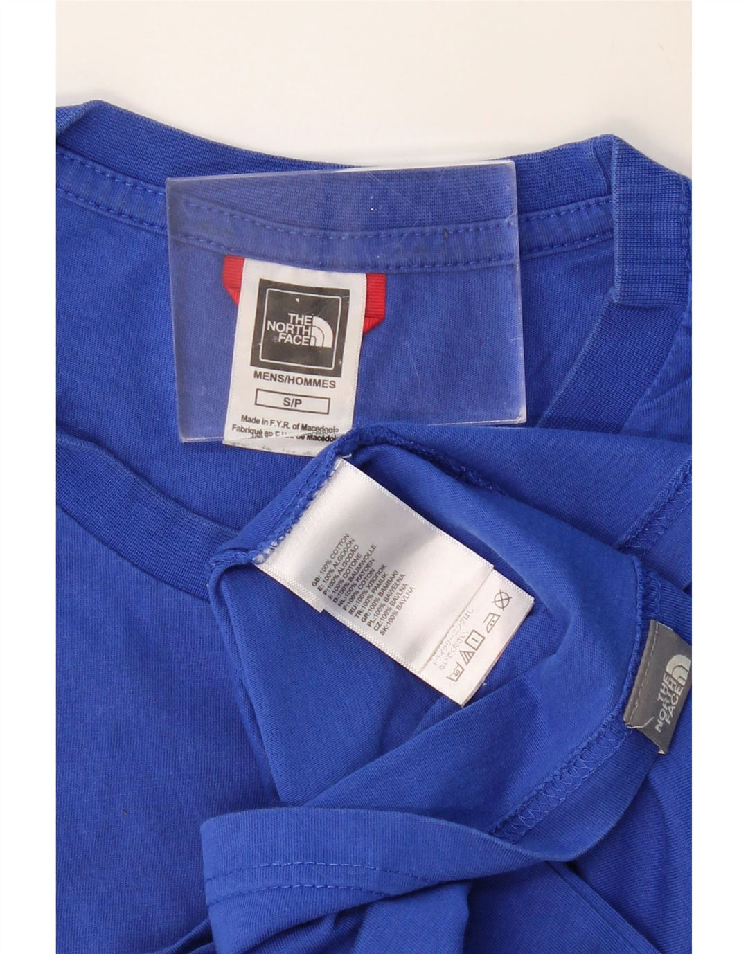 Męski top graficzny THE NORTH FACE z długim rękawem, mały, niebieski, bawełniany