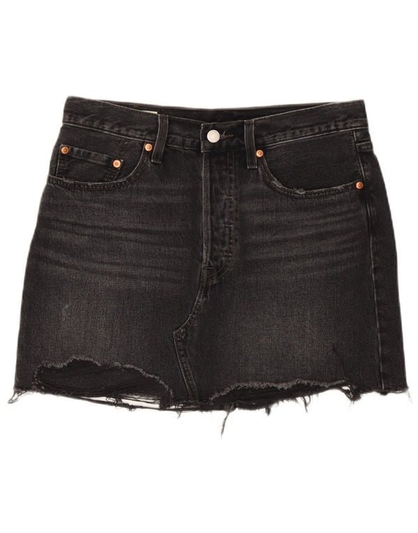 Damska jeansowa mini spódniczka Levi's w trudnej sytuacji W28 Średnia czarna bawełna