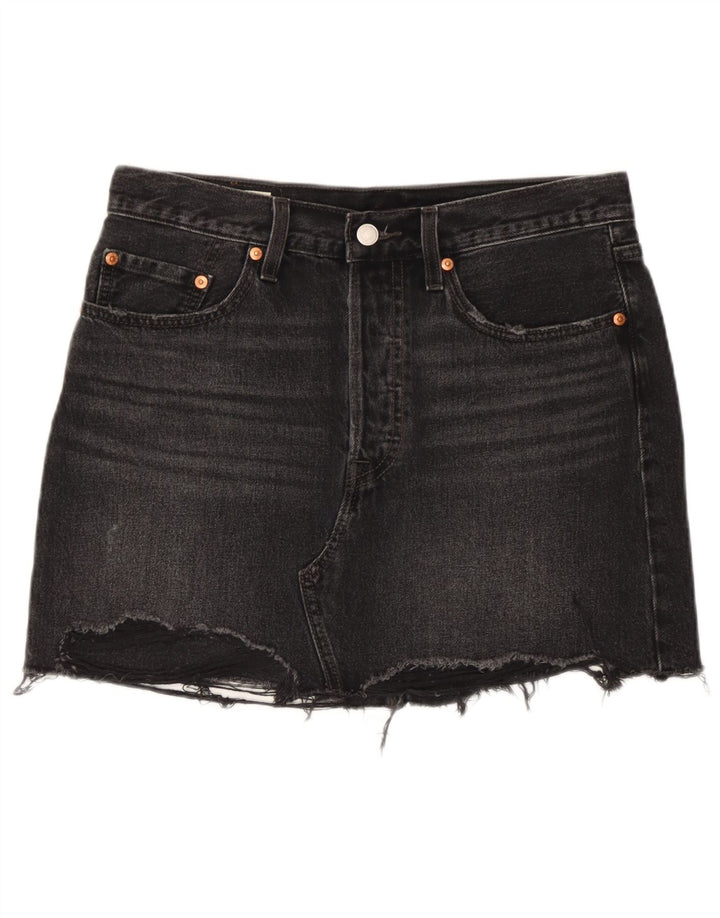 Damska jeansowa mini spódniczka Levi's w trudnej sytuacji W28 Średnia czarna bawełna