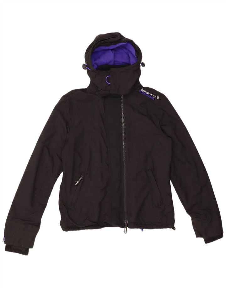 Damska wiatrówka SUPERDRY z grafiką UK 14, średnia czarna