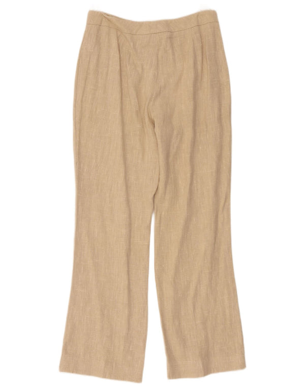 Sasha Damskie proste spodnie codzienne z wysokim stanem UK 12 Medium W30 L27 Beżowe