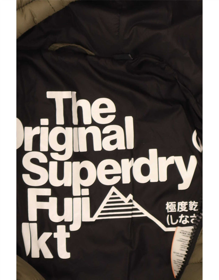 Damska wyściełana kurtka z kapturem Superdry UK 10, mała, nylon khaki