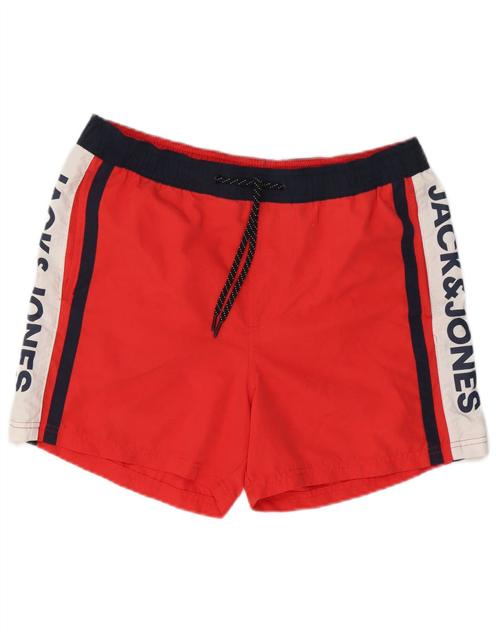 Męskie spodenki kąpielowe Jack & Jones z grafiką, poliester w kolorze średniej czerwieni