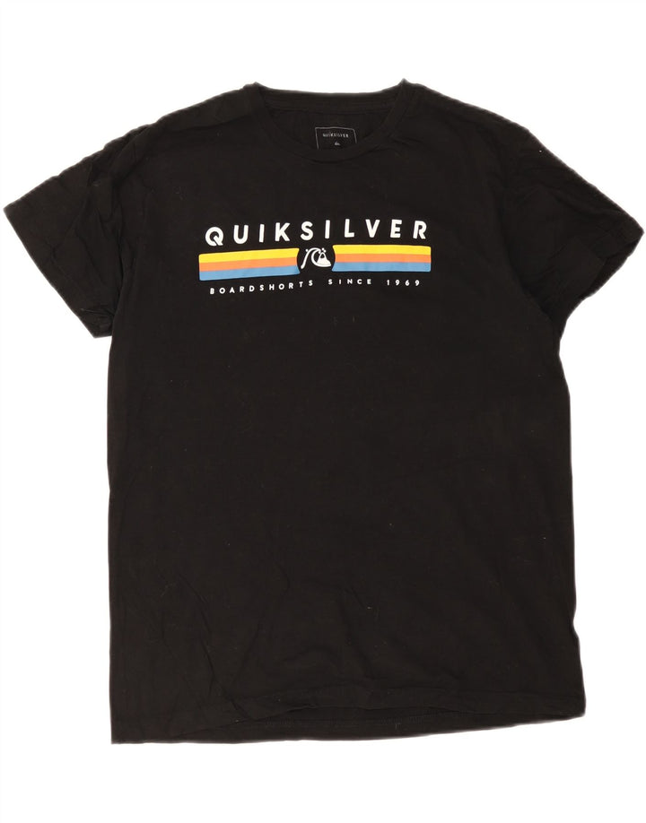 Męska koszulka z grafiką Quiksilver, średnia, czarna bawełna