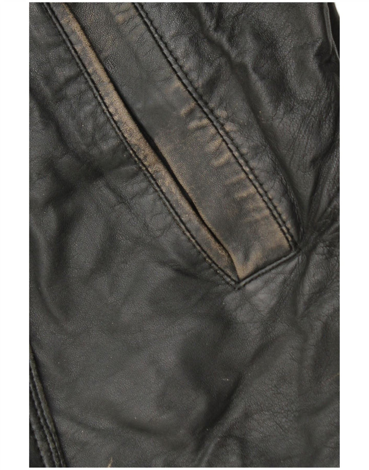 Vintage damska kurtka skórzana UK 12, średnia czarna