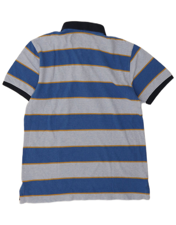 Crew Clothing Męska koszulka polo do rugby, duża, niebieska, bawełniana w paski