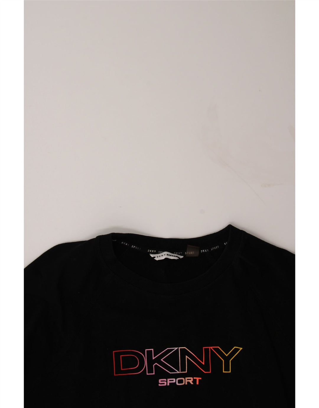 DKNY Womens Oversized Graphic Sweatshirt Jumper UK 16 Large Black Cotton Vintage Dkny and Second-Hand Dkny from Messina Hembry 