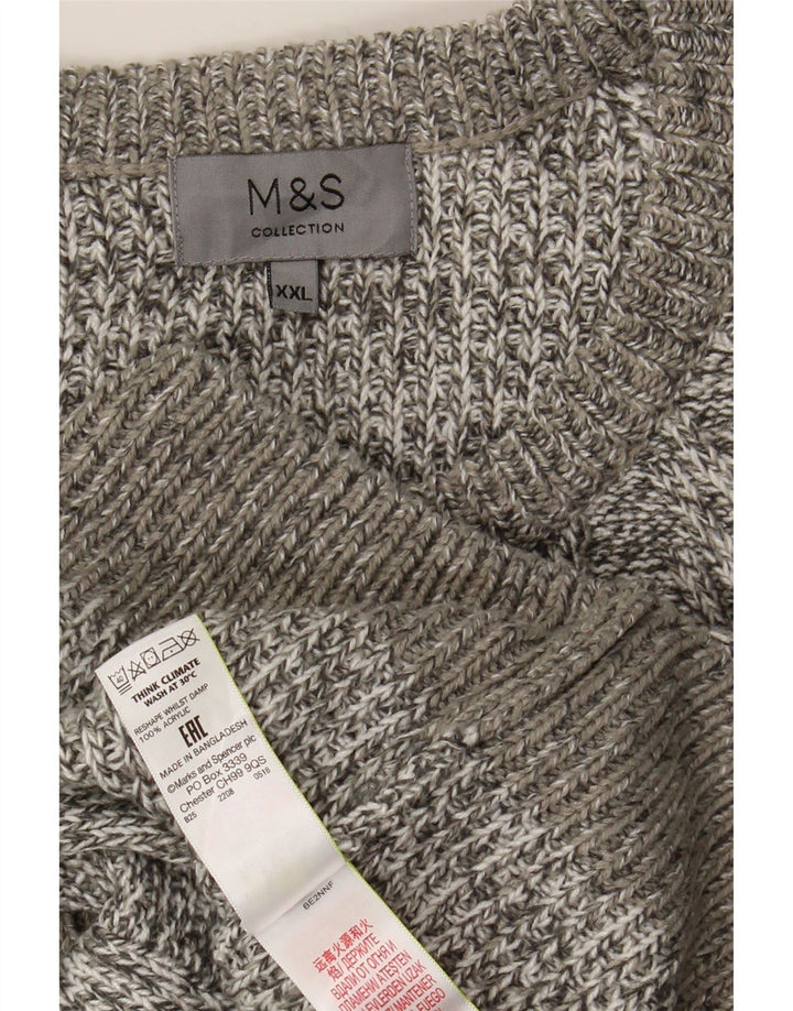 Marks & Spencer Męski sweter z okrągłym dekoltem 2XL Szary, nakrapiany akryl