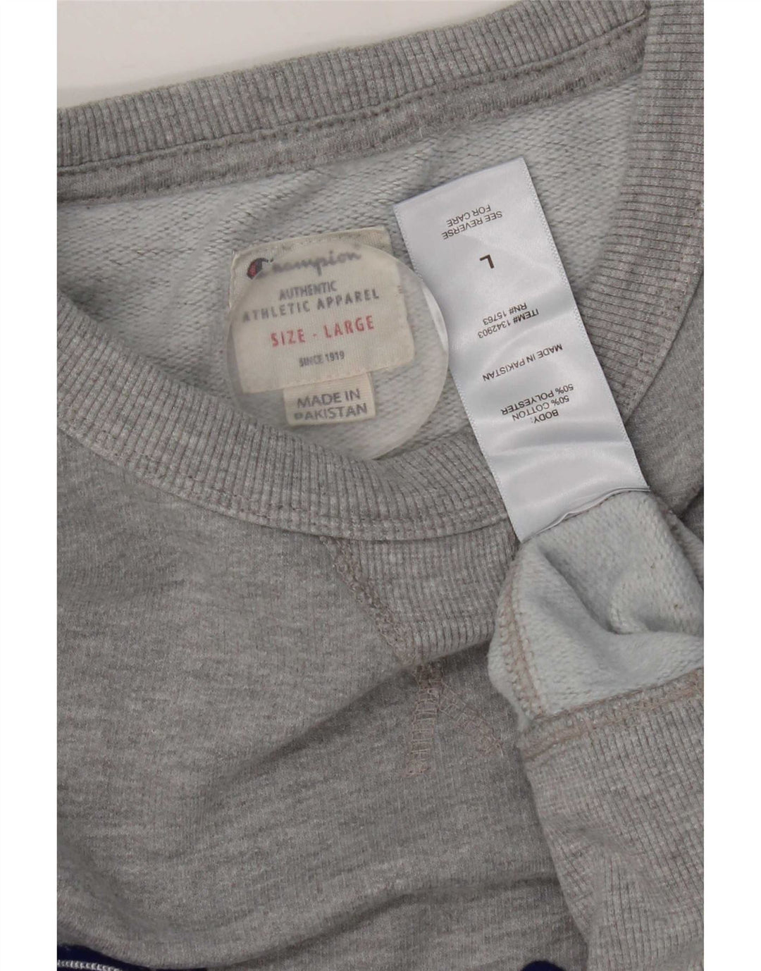 Męski sweter z grafiką Champion, duży, szary, bawełniany