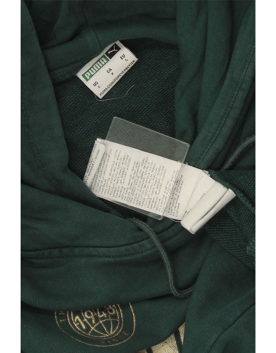 Męski sweter z kapturem i grafiką PUMA, mały, zielony, bawełniany