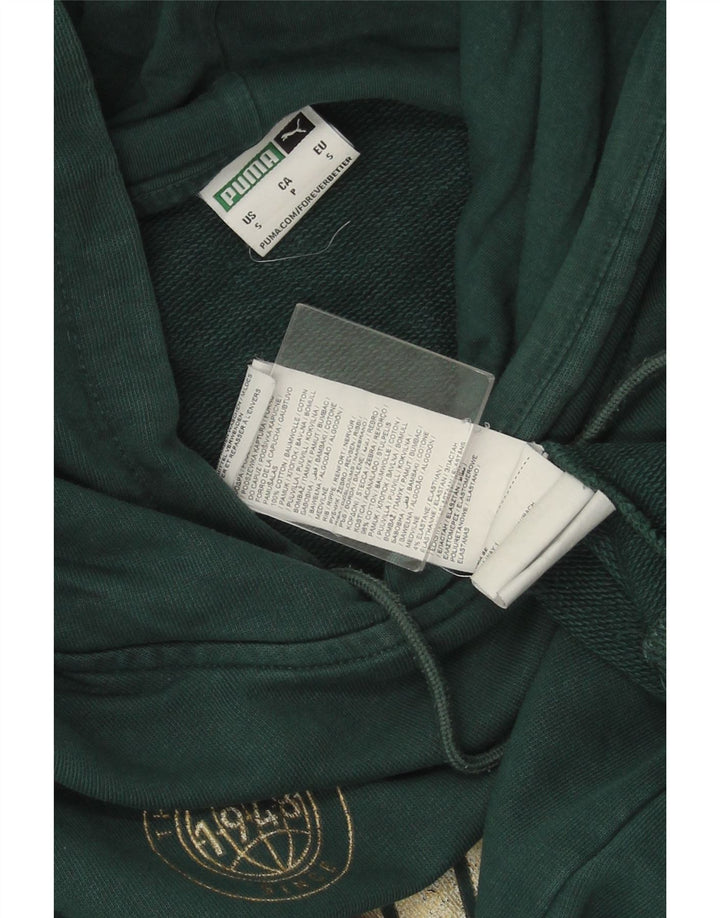 Męski sweter z kapturem i grafiką PUMA, mały, zielony, bawełniany