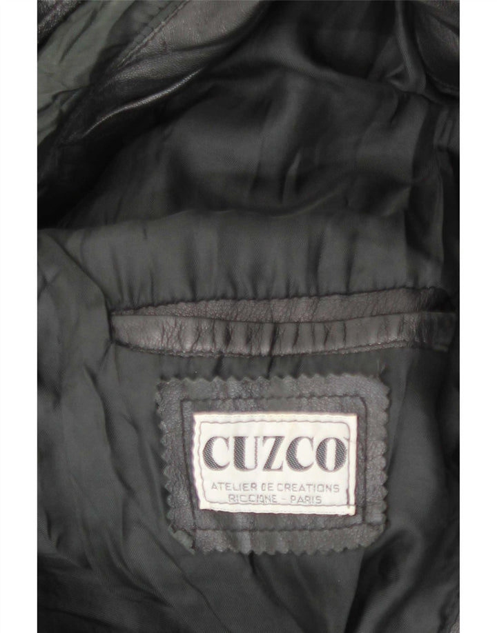Vintage męska kurtka skórzana z kapturem UK 42 XL czarna