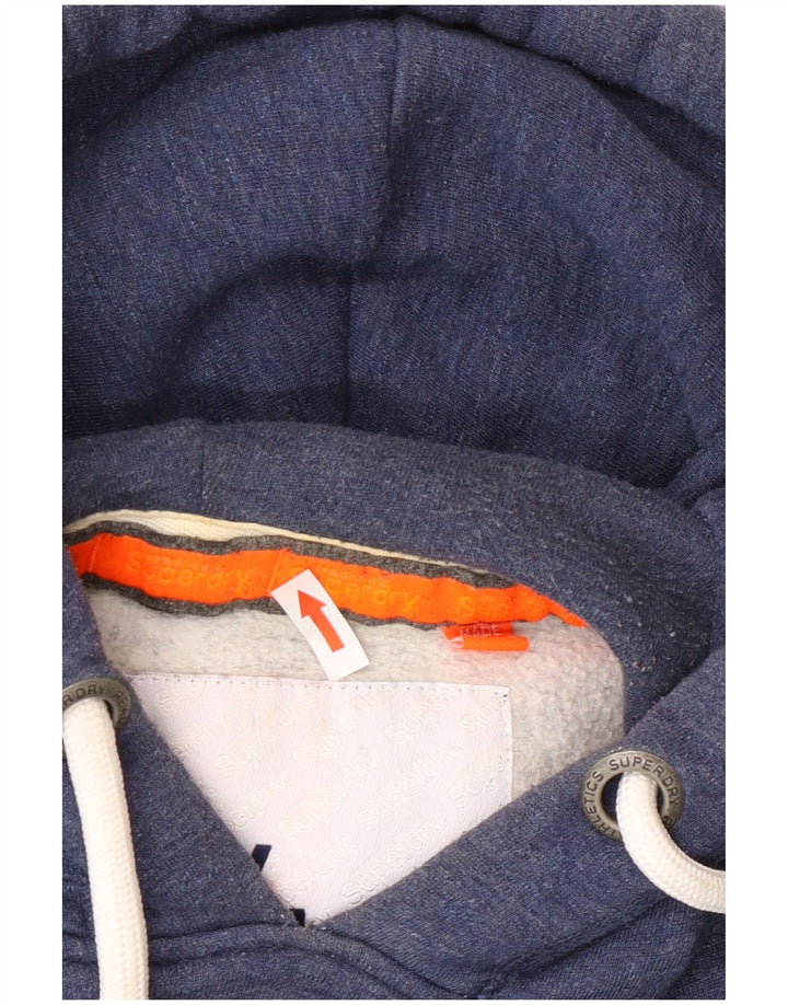 Męski sweter z kapturem Superdry o regularnym kroju, mały, niebieski, bawełniany