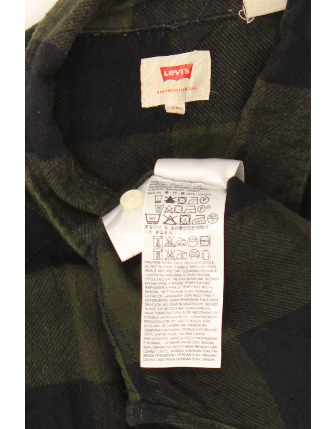 Męska koszula flanelowa Levi's 2XL Khaki, bawełniana krata