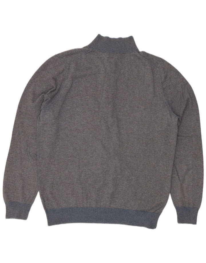 Męski sweter zapinany na guziki Massimo Dutti, duży, szary, bawełniany