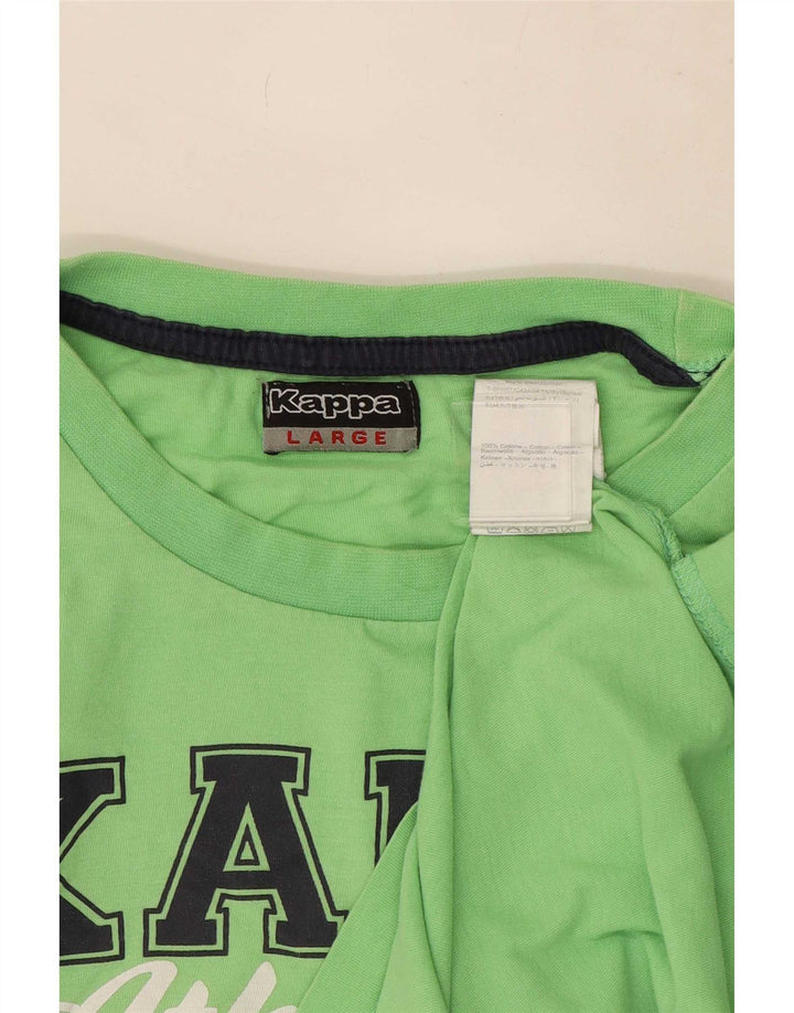 Męski T-shirt z grafiką Kappa, duży, zielony, bawełniany