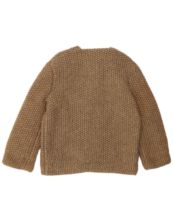 Vintage damska dzianinowa kurtka bomber UK 12 średni brąz