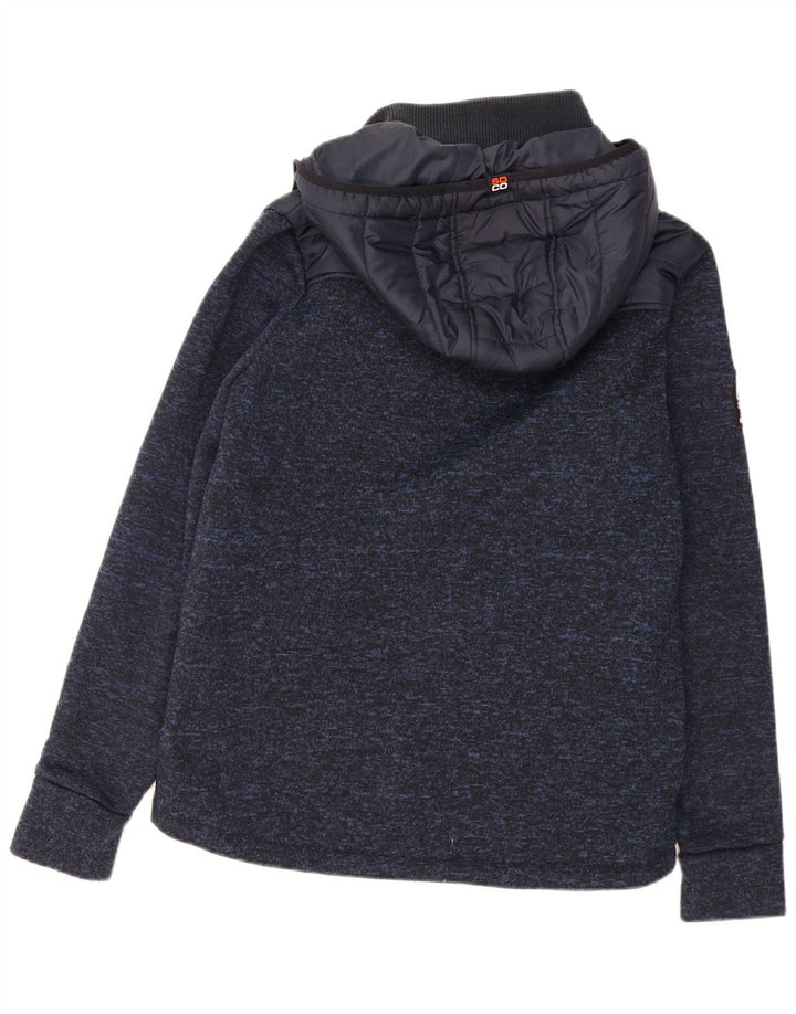 Męska ocieplana kurtka z kapturem Superdry UK 40, duży, granatowy, nakrapiany poliester