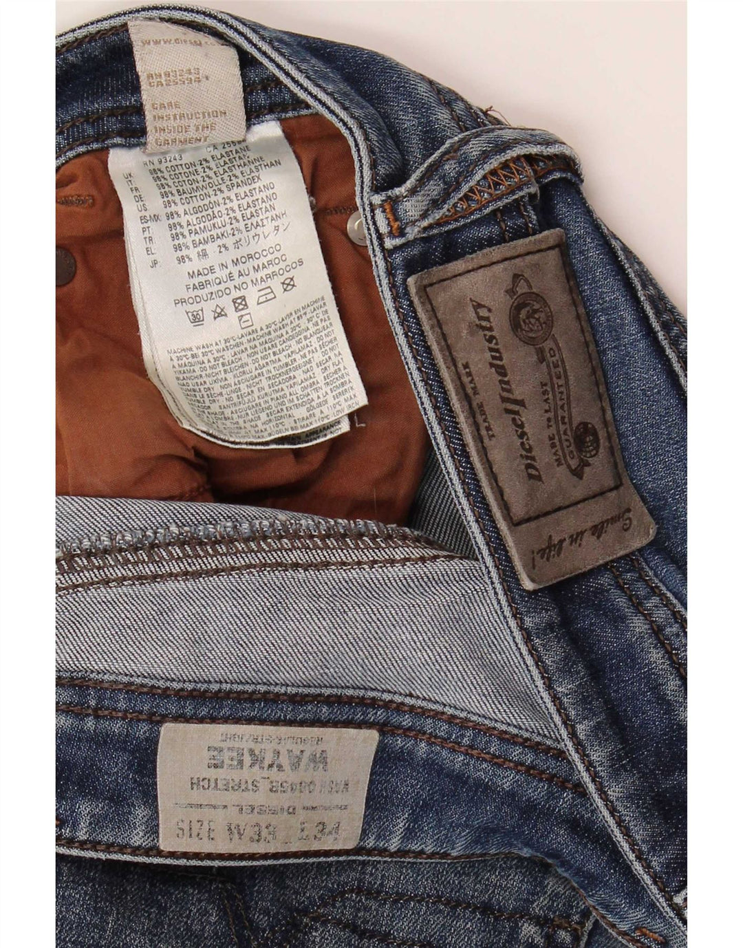 Diesel Męskie Waykee Regular Straight Jeans W33 L34 Niebieskie bawełniane