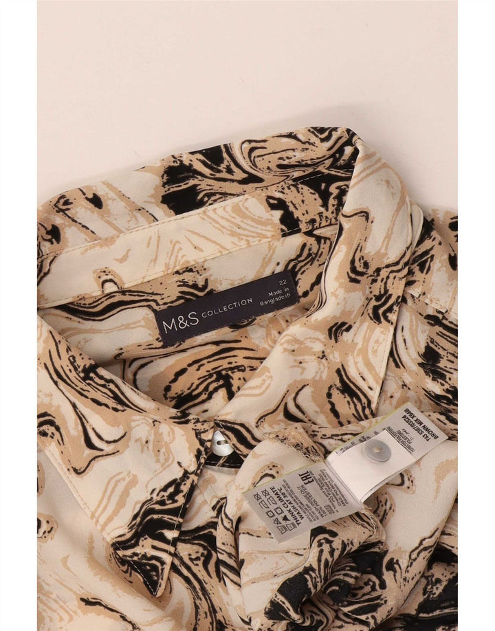Marks & Spencer Damska bluzka koszulowa z abstrakcyjnym wzorem UK 22 3XL Brązowa