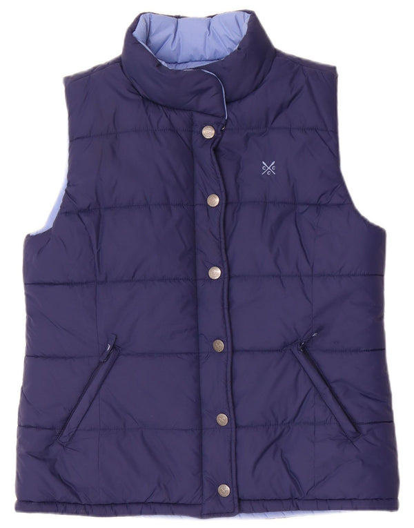 Damska dwustronna wyściełana kamizelka Crew Clothing UK 12 Średni granatowy nylon