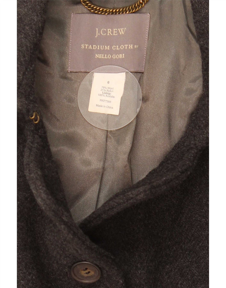 J. Crew Damski płaszcz marki Nello Gori zapinany na 4 guziki, groszkowy płaszcz US 6, średnioszary, wełniany