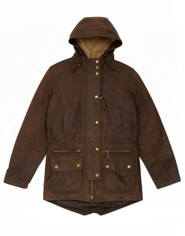 Damska kurtka z kapturem i woskowaną bawełną Barbour UK 8 Small Khaki