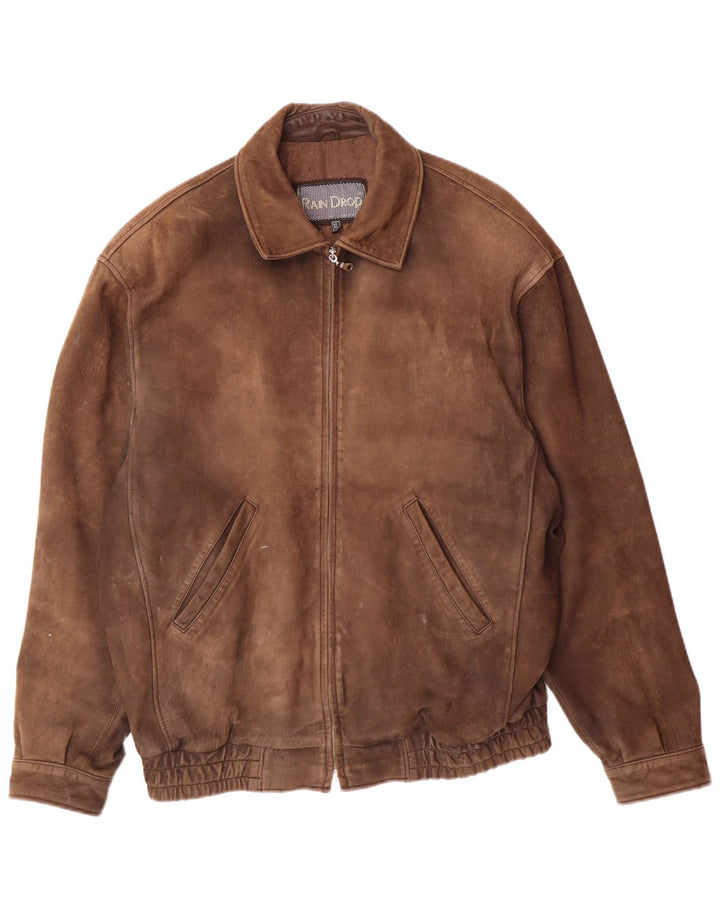 Vintage męska kurtka skórzana UK 42 XL brązowa skóra