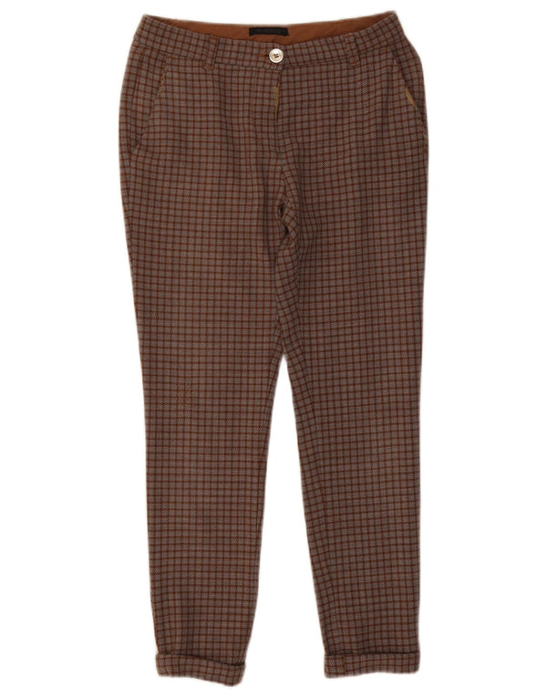 Pinko Womens Slim Chino Trousers W26 L26 Brown Check Polyester
