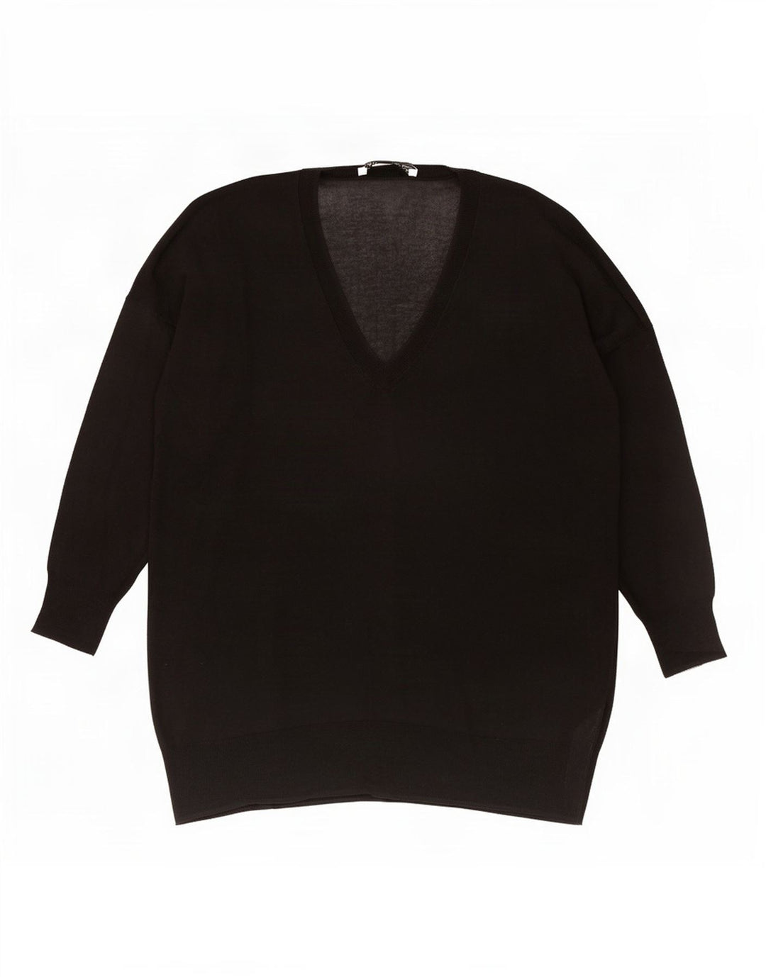 Sweter damski Zara Oversize z dekoltem w kształcie litery V, UK 10, mały, czarny, bawełniany