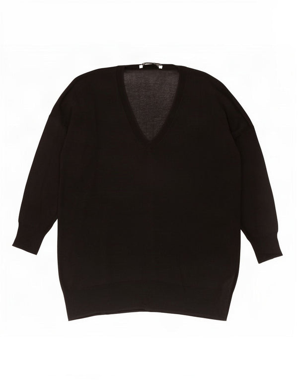 Sweter damski Zara Oversize z dekoltem w kształcie litery V, UK 10, mały, czarny, bawełniany