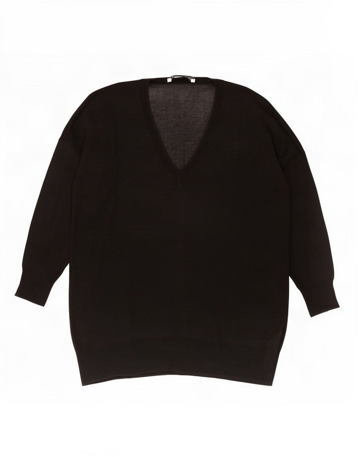 Sweter damski Zara Oversize z dekoltem w kształcie litery V, UK 10, mały, czarny, bawełniany