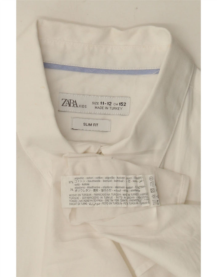 Koszula chłopięca Zara Slim Fit 11-12 lat, biała, bawełniana