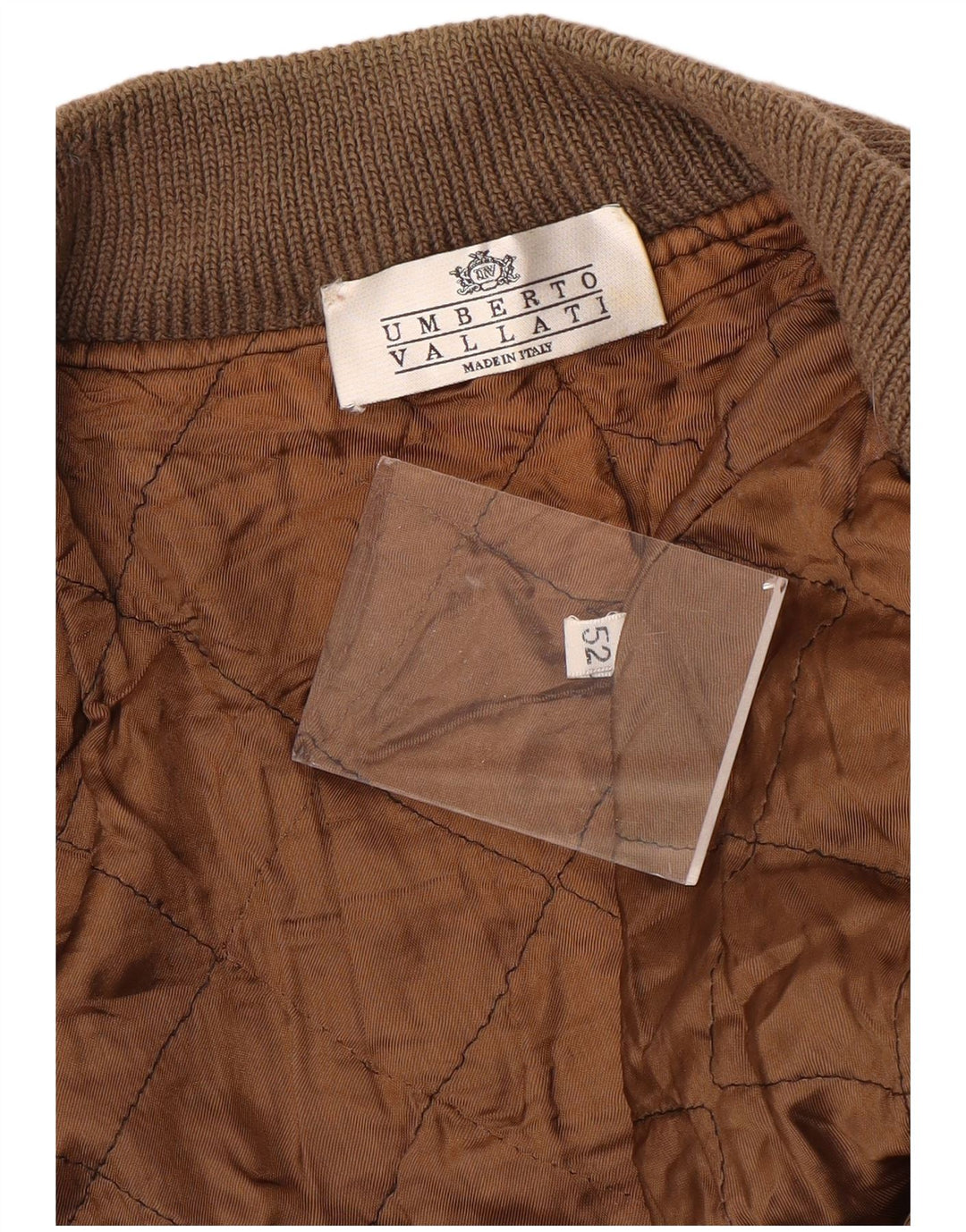 Męska dzianinowa kurtka bomber UMBERTO VALLATI IT 52 XL, brązowa, geometryczna