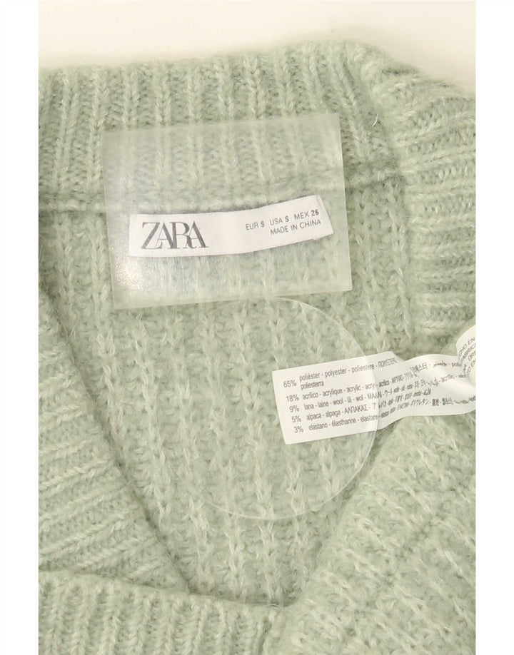 Damski sweter oversize Zara UK 10, mały, zielony poliester
