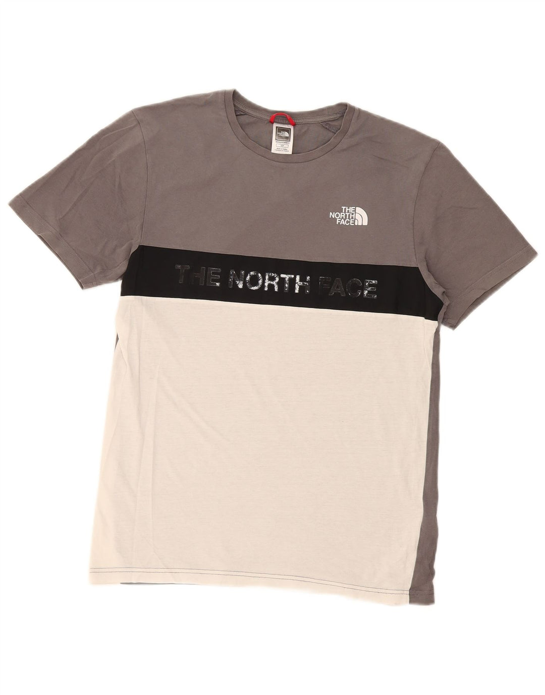 Męski T-shirt z regularną grafiką The North Face, mały, szary, blok kolorów