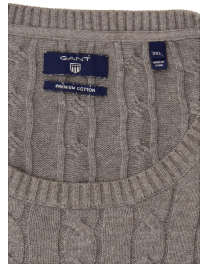 Męski sweter z okrągłym dekoltem GANT 3XL, szara bawełna